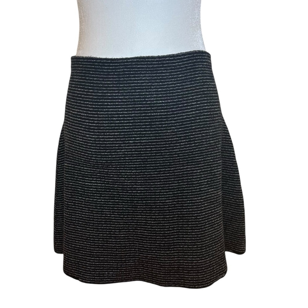 Theory - "Doreene O Noble" Mini Skirt, A-Line, Wool - Size M, Black, Blue, White - Picture 3 of 13